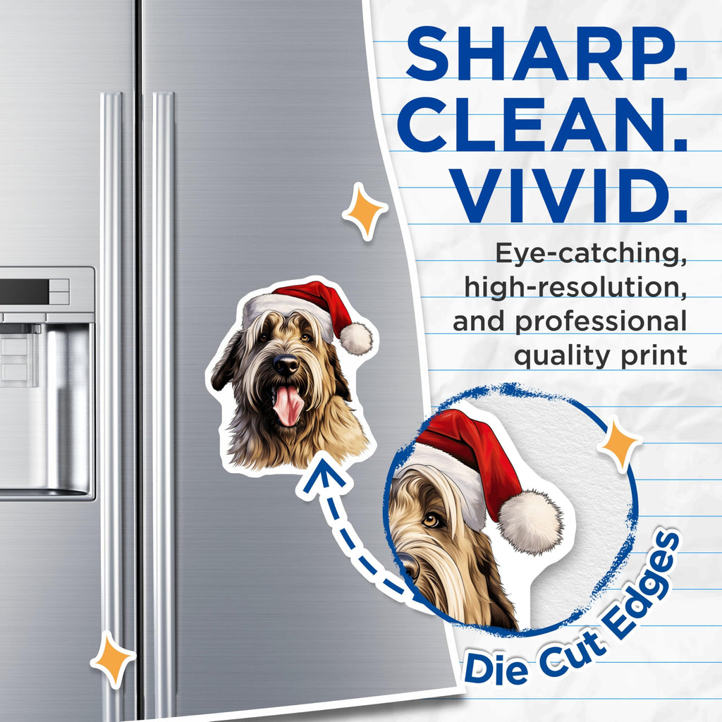 (2 Pack) Christmas Dog Magnets - Santa Hat Pet Decor - Holiday Refrigerator Animal Kitchen - 5 Inches On Longest Side - Thick Durable Magnet - Made in USA - MAG27181