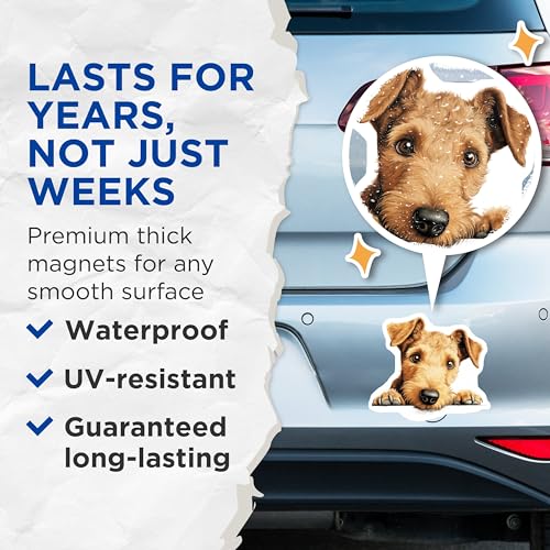 (2 Pack) Cute Puppy Decor Magnet - 5" On Longest Side - Sticks to Smooth Flat Surfaces - Made in USA - MAG10213
