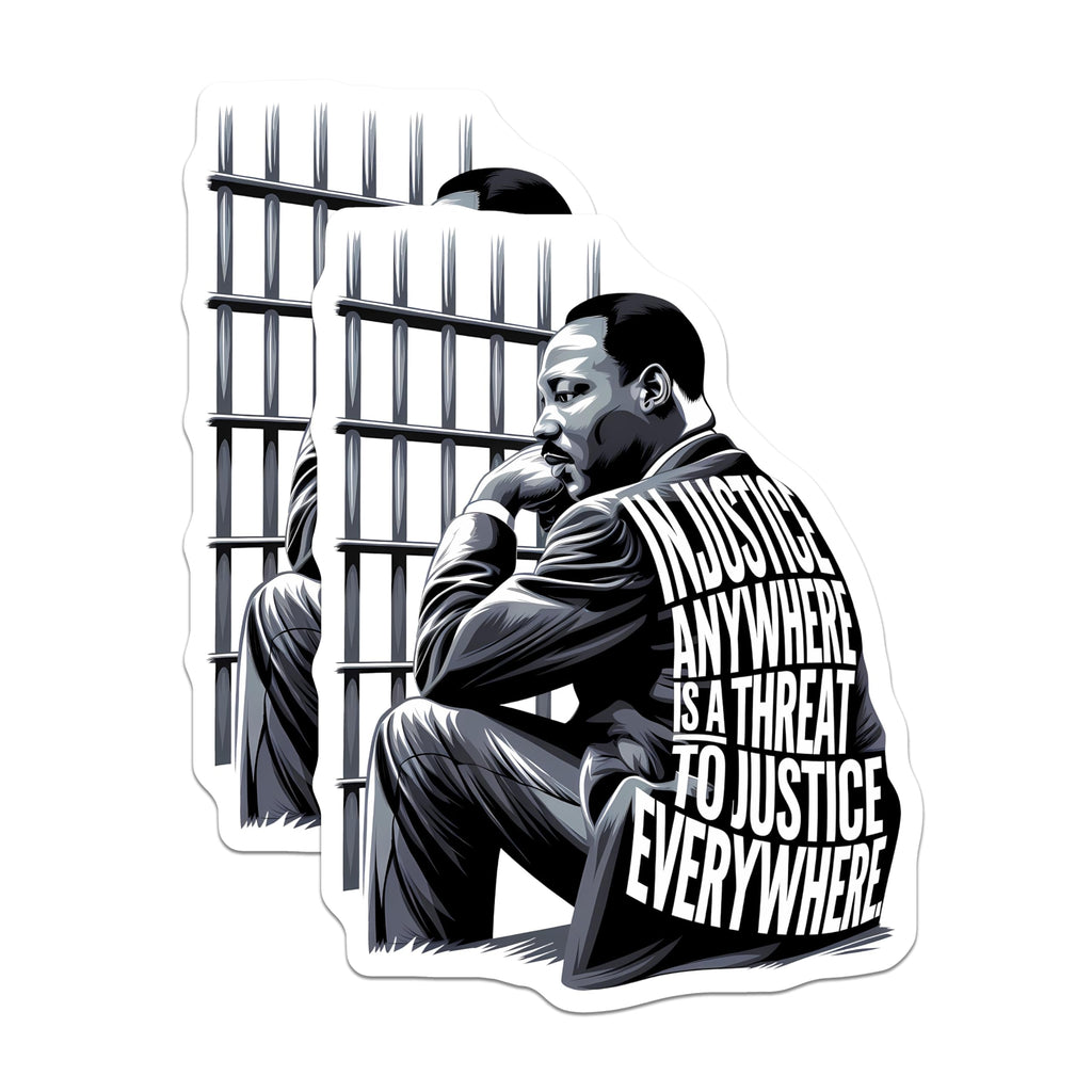 (2 Pack) Injustice Anywhere Stickers - Inspirational Quote Stickers - Social Justice Stickers - 5" On Longest Side - Sticks to Smooth Flat Surfaces - Made in USA - BMCS3754