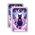(2 Pack) Mystical Black Cat Magnets - Lunar Cycle Artwork - Cosmic Feline Charm - 5 Inches On Longest Side - Thick Durable Magnet - Made in USA - MAG23115