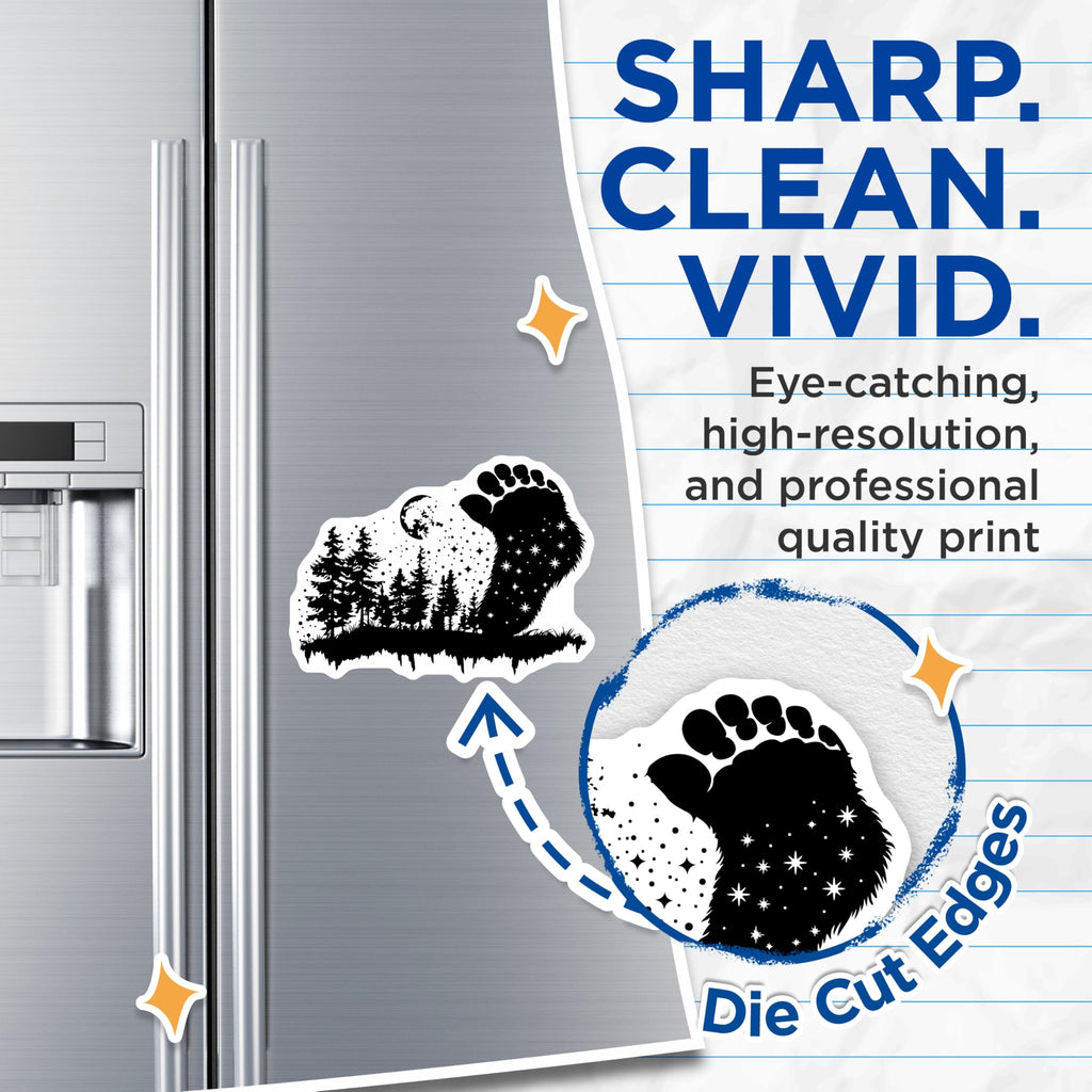 (2 Pack) Bigfoot Magnets - Sasquatch Forest Woodland Moon - Starry Night Cryptid Creature Refrigerator Art - 5 Inches On Longest Side - Thick Durable Magnet - Made in USA - MAG22072