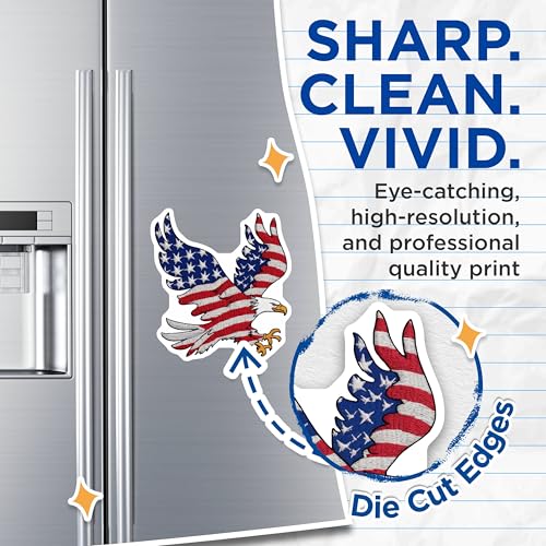 (2 Pack) American Flag Eagle Magnets - Patriotic Home Decor - Fridge Magnets - 5" On Longest Side - for Cars, Fridges, Toolboxes - Made in USA - MAG7062