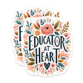 (2 Pack) Educator at Heart Magnets - Teacher Appreciation - Floral Classroom - 5" On Longest Side - for Cars, Fridges, Toolboxes - Made in USA - MAG4416