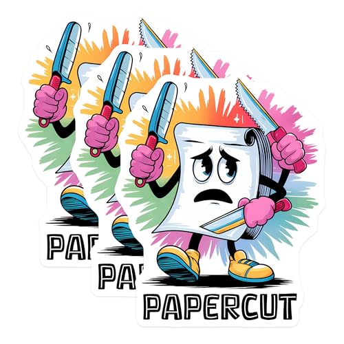 (3 Pack) Papercut Decals - Cartoon Paper - Sad Paper Decals - 3 Inches On Longest Side - Easy Peel & Apply - Made in USA - 3MCS6395