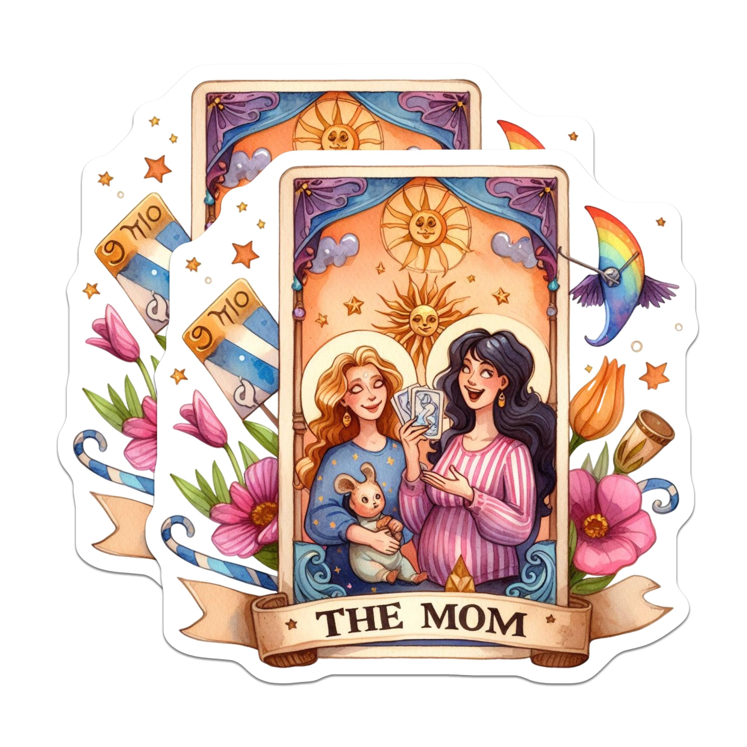 (2 Pack) The Mom Tarot Card Magnets - Motherhood Art Decor - Spiritual Mother Magnets - Whimsical Tarot Home Decor - 5 Inches On Longest Side - Thick Durable Magnet - Made in USA - MAG22384