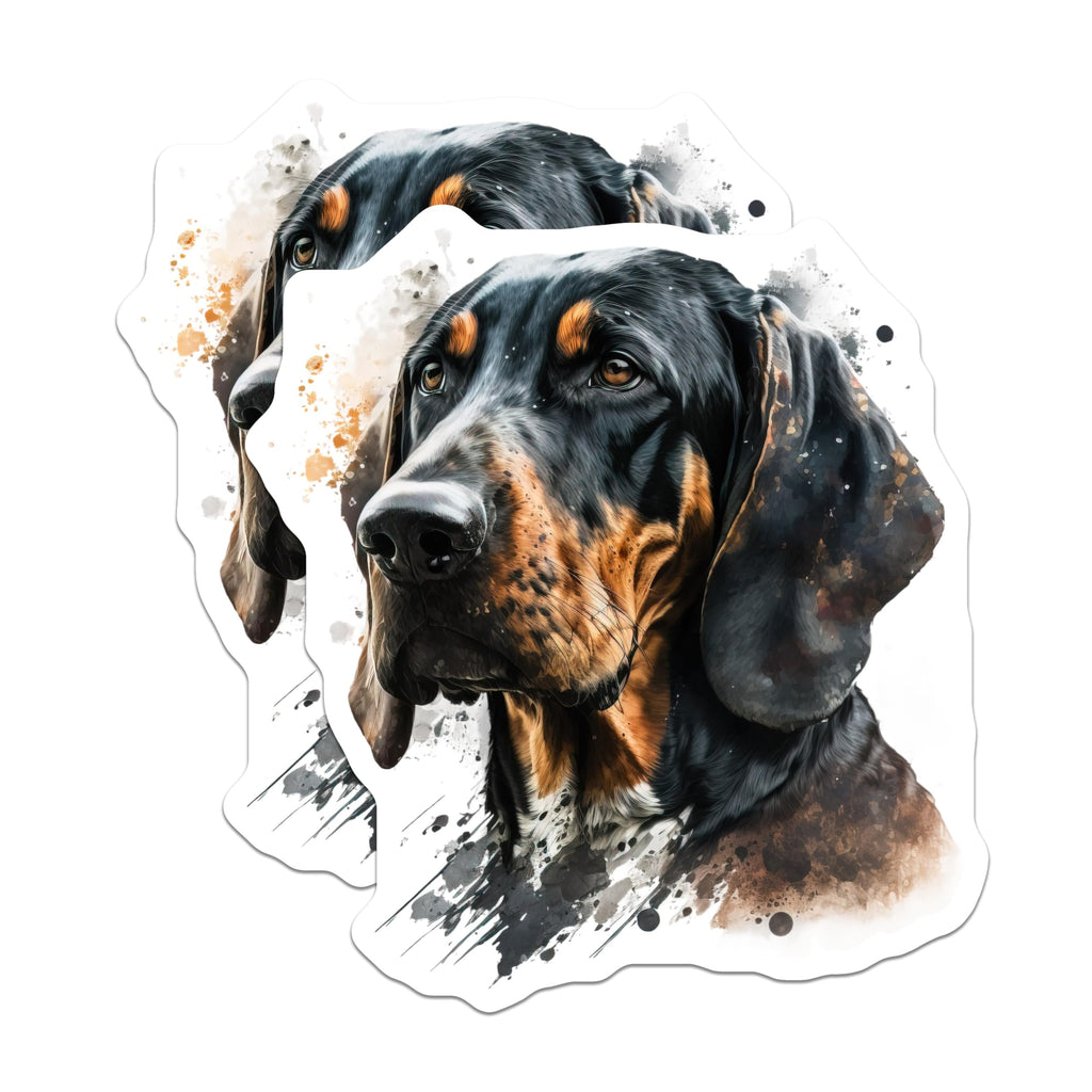 (2 Pack) Black and Tan Coonhound Magnets - Watercolor Dog Art - Pet Lover Home Accent - 5 Inches On Longest Side - Thick Durable Magnet - Made in USA - MAG29468