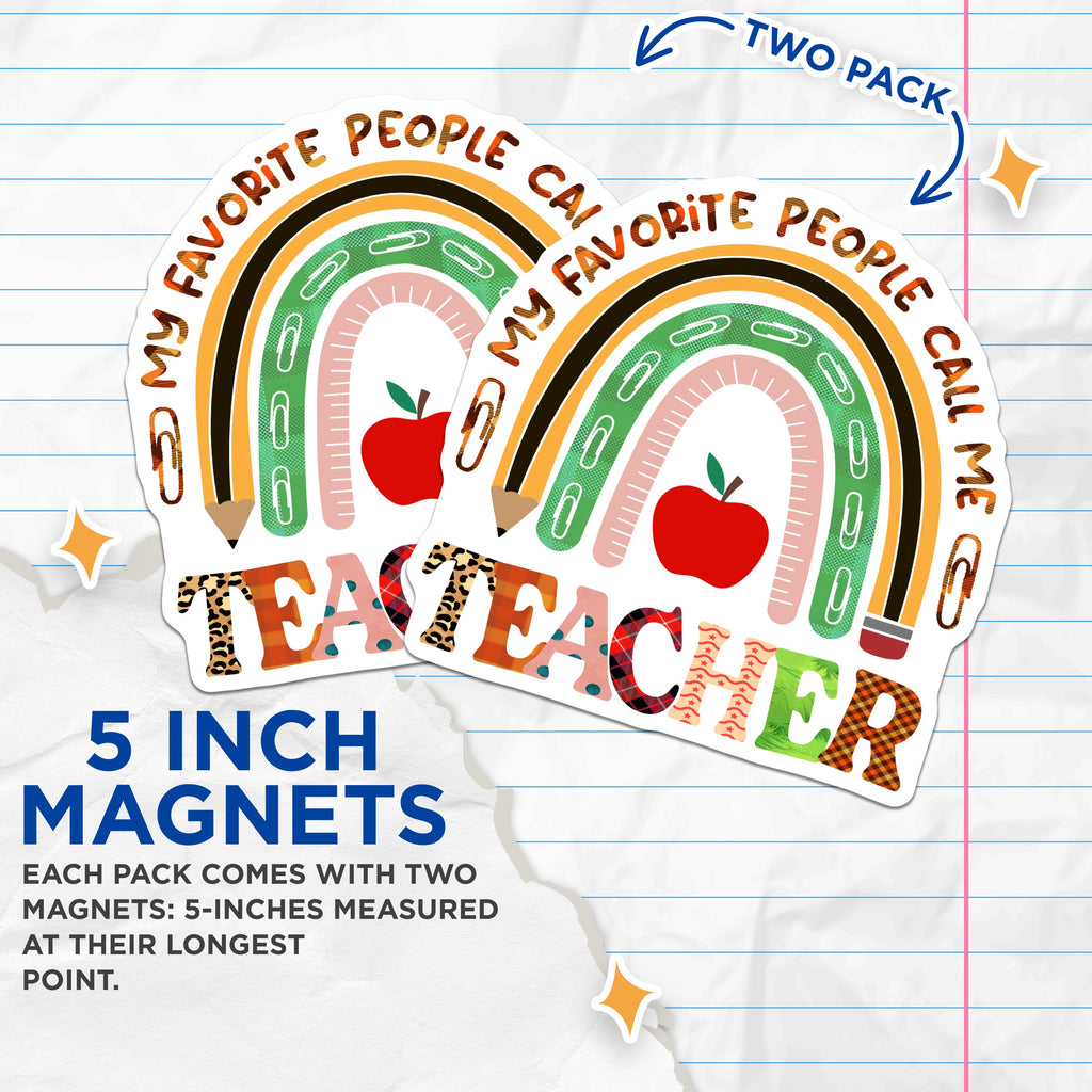 (2 Pack) Teacher Appreciation Magnets - Educator Refrigerator Decor - School Classroom Item - 5 Inches On Longest Side - Thick Durable Magnet - Made in USA - MAG36999