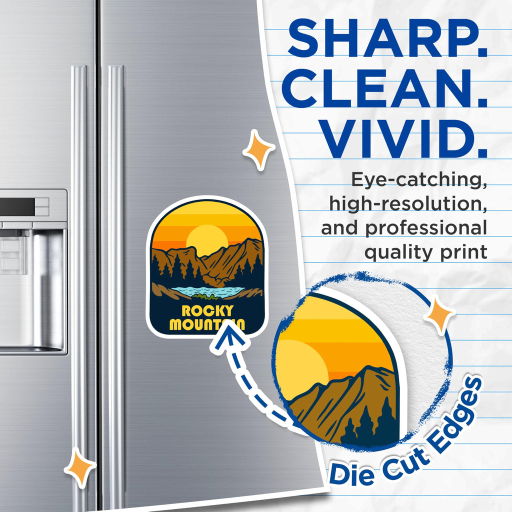 (2 Pack) Rocky Mountain Magnets - Nature Scene Magnets - Landscape Refrigerator Decor - 5" On Longest Side - Premium Magnet - for Cars, Refrigerators, Toolboxes, Lockers - Made in USA - MAG18978