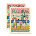 (2 Pack) Florida Art Magnets - Flamingo Magnet Set - Surfboard Fridge Magnets - 5" On Longest Side - Premium Magnet - for Cars, Refrigerators, Toolboxes, Lockers - Made in USA - MAG17443