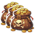 (3 Pack) Treasure Decals - Skull Coins - Pirate Laptop Decal- 3 Inches On Longest Side - Easy Peel & Apply - Made in USA - 3MCS5577