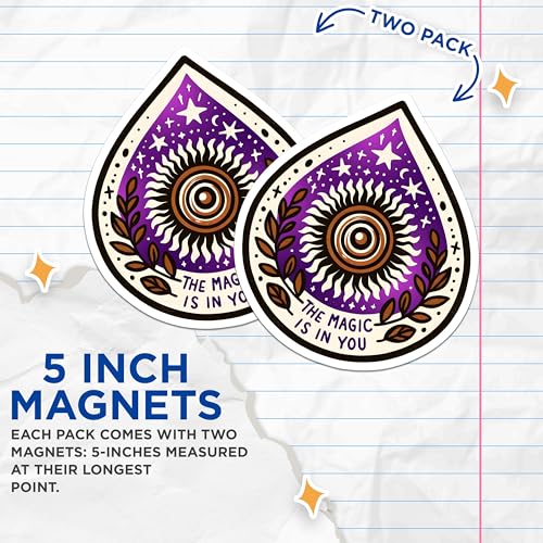 (2 Pack) The Magic is in You Quote Magnets - Star Design - Sun and Moon Motivational Decor - 5" On Longest Side - for Cars, Fridges, Toolboxes - Made in USA - MAG8066