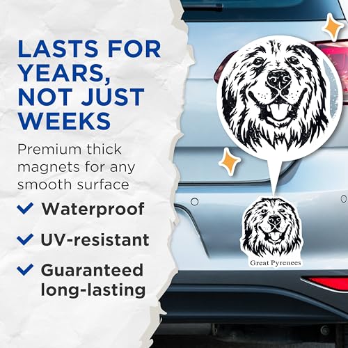 (2 Pack) Great Pyrenees Dog Magnets - Pet Lovers - Animal Magnets - 5" On Longest Side - for Cars, Fridges, Toolboxes - Made in USA - MAG4008