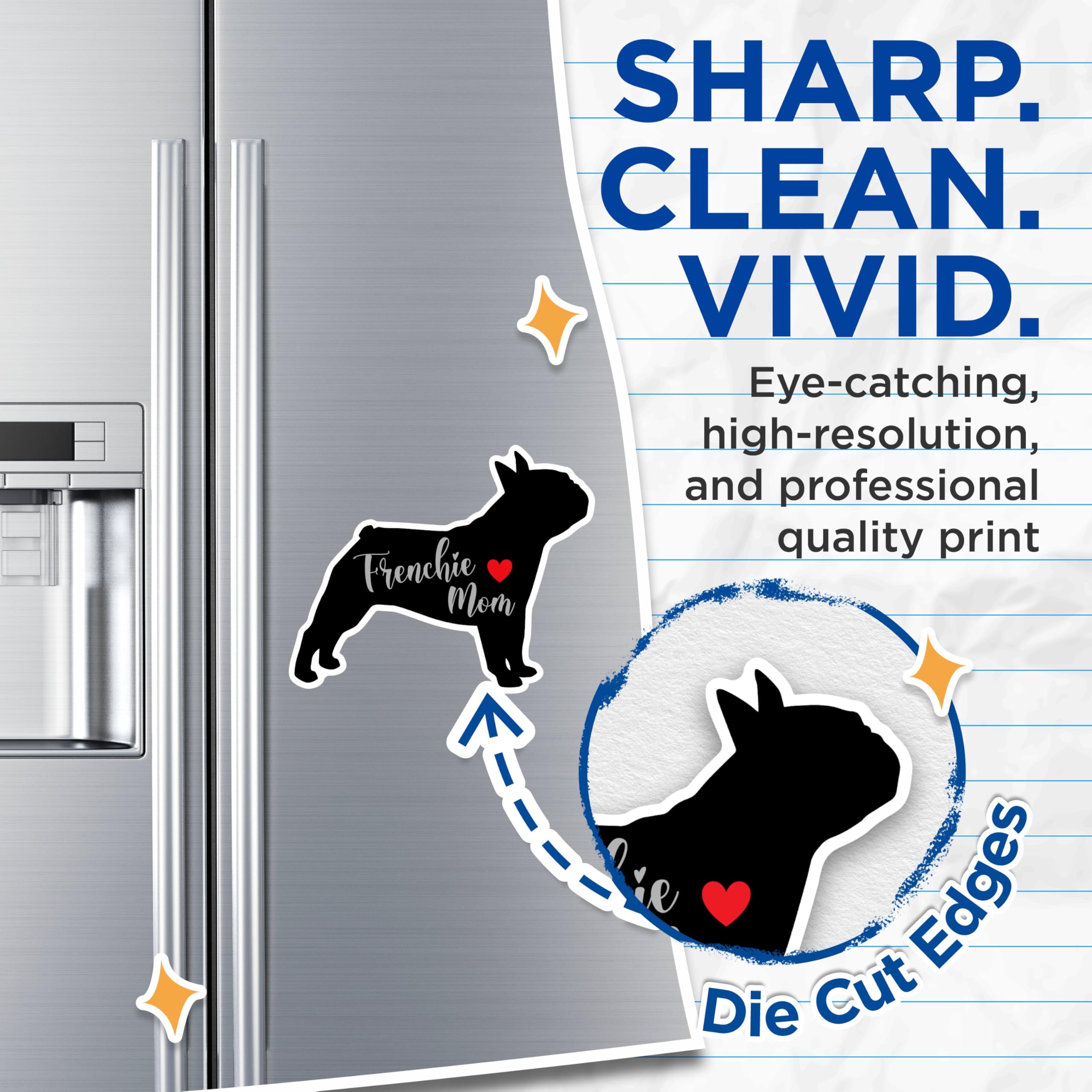 (2 Packs) Frenchie Mom Magnets - French Bulldog Magnets - 5 Inches On Longest Side - Premium Magnet - for Fridges, Toolboxes, Cars - Made in USA - MAG2472