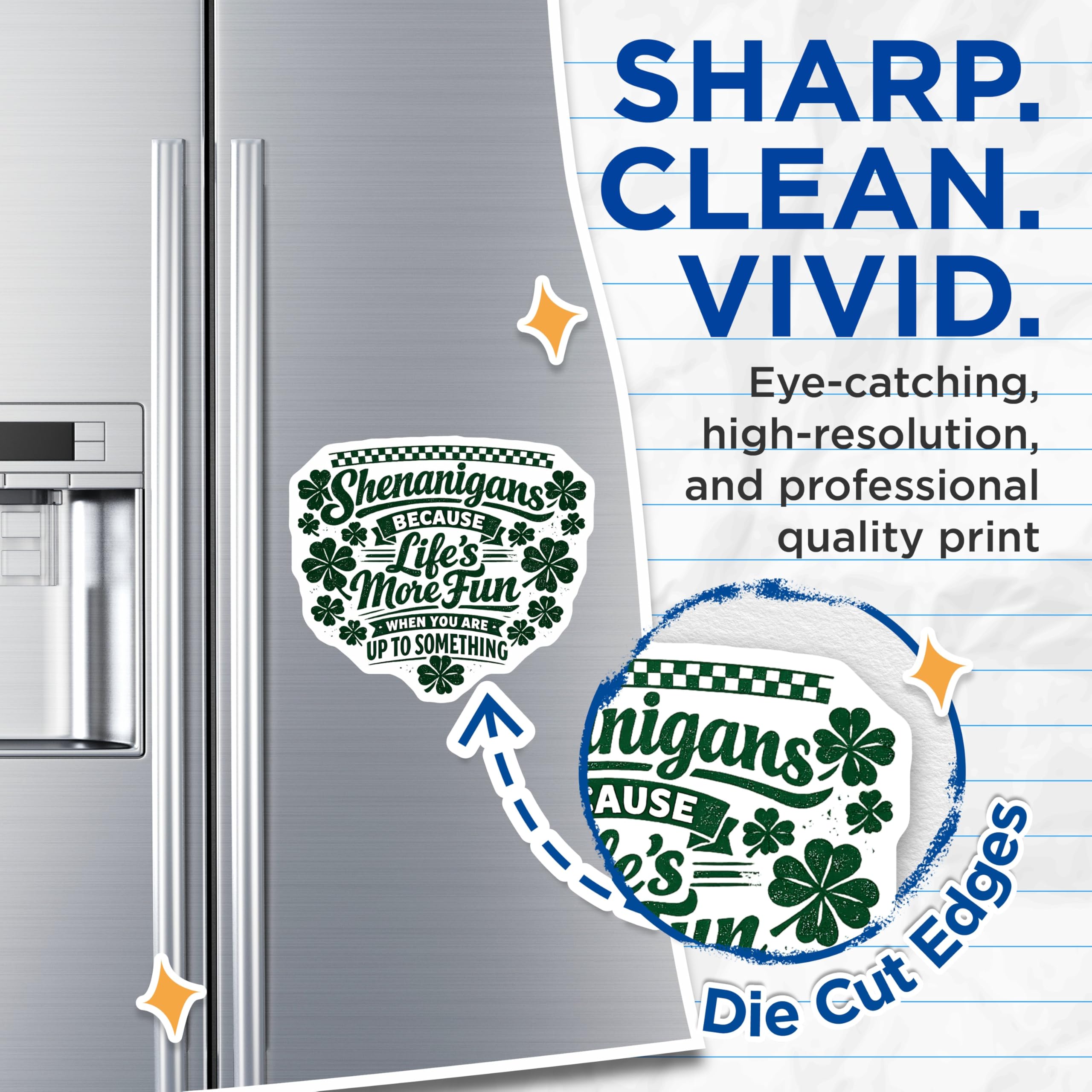 (2 Pack) Shenanigans Magnets - St Patricks Day Party Decor - Irish Shamrock Refrigerator Accessory - Funny Quote - 5 Inches On Longest Side - Thick Durable Magnet - Made in USA - MAG20573