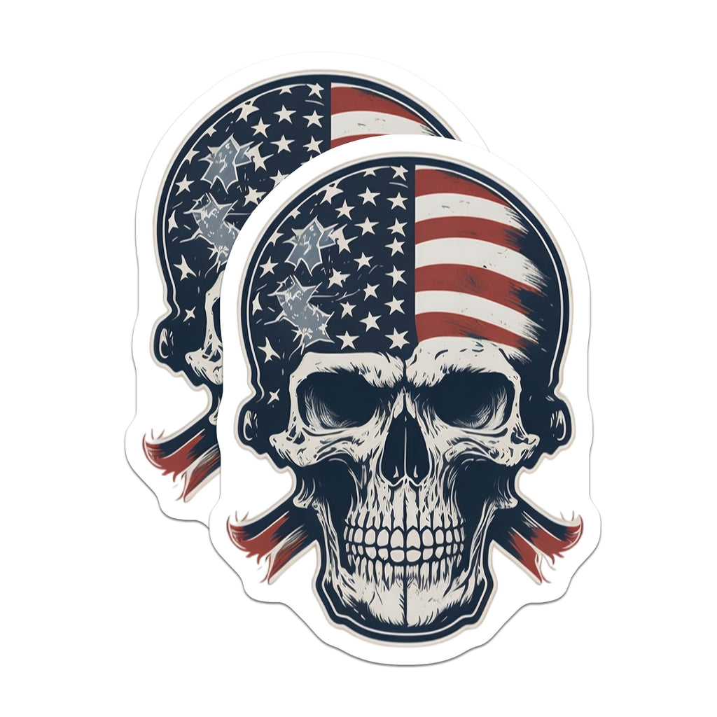 (2 Pack) American Flag Skull Magnets - Patriotic Skull Art - Veteran Owned Shop - Man Cave Garage Fridge Decor - USA Biker Rebel Icon - 5" - Thick Durable Magnet - Made in USA - MAG39524