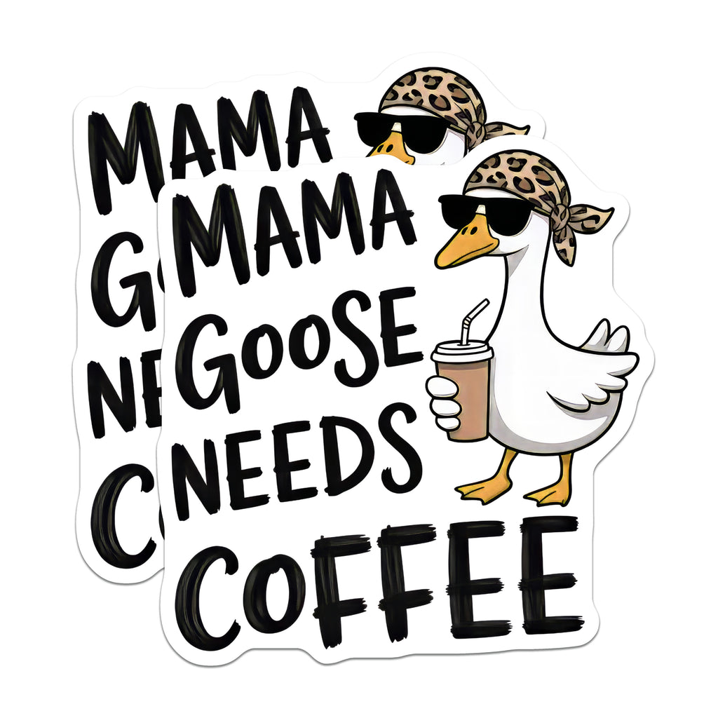 (2 Pack) Mama Goose Needs Coffee Magnets - Funny Mom Life Item - Caffeine Lover Fridge Decor - New Mother Humor Magnet - 5 Inches On Longest Side - Thick Durable Magnet - Made in USA - MAG39293