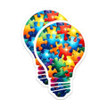 (2 Pack) Creative Light Bulb Puzzle Pieces Magnets - 5" On Longest Side - for Cars, Fridges, Toolboxes - Made in USA - M