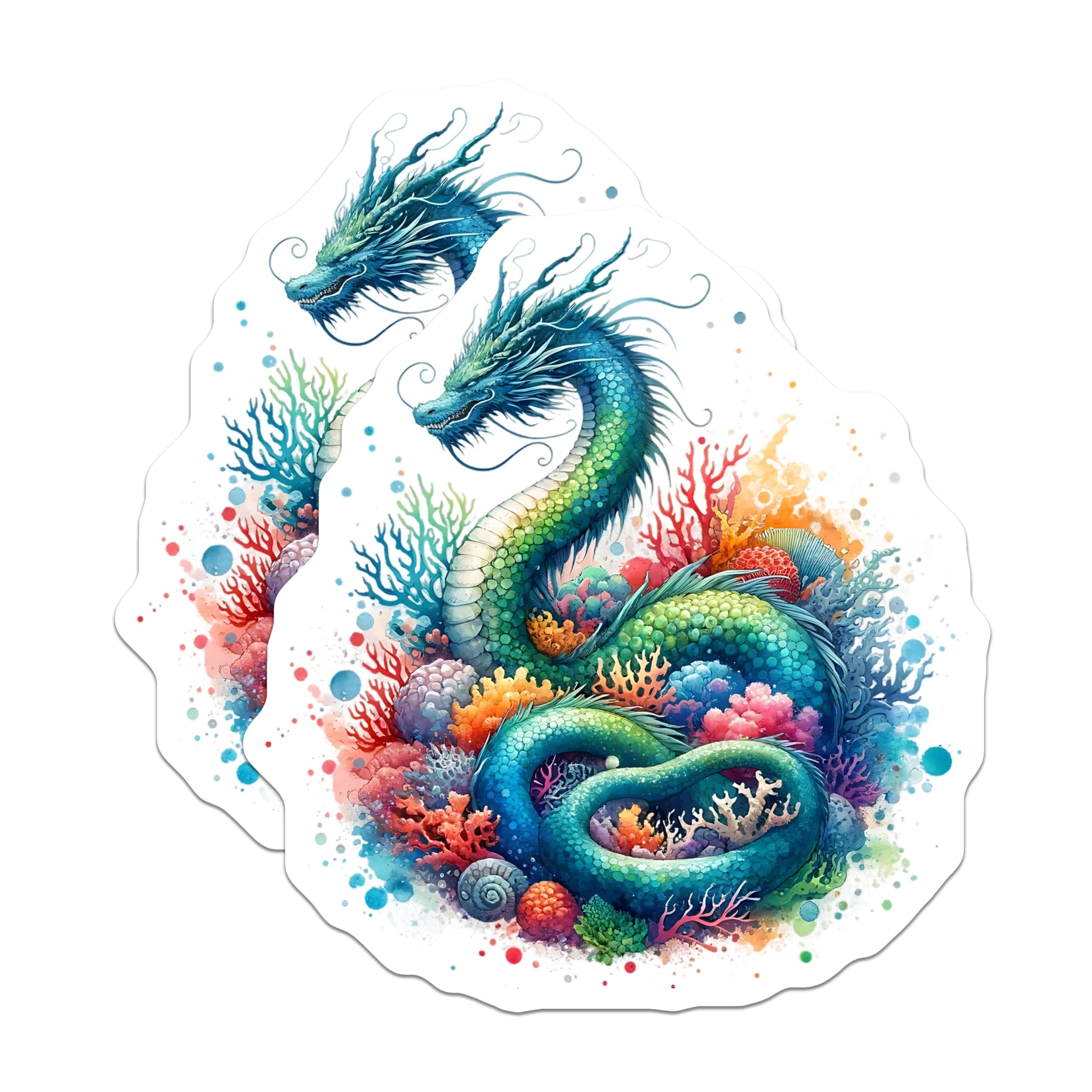 (2 Pack) Dragon Magnets - Sea Dragon Art - Fantasy Fridge Magnets - 5" On Longest Side - Premium Magnet - for Cars, Refrigerators, Toolboxes, Lockers - Made in USA - MAG15616