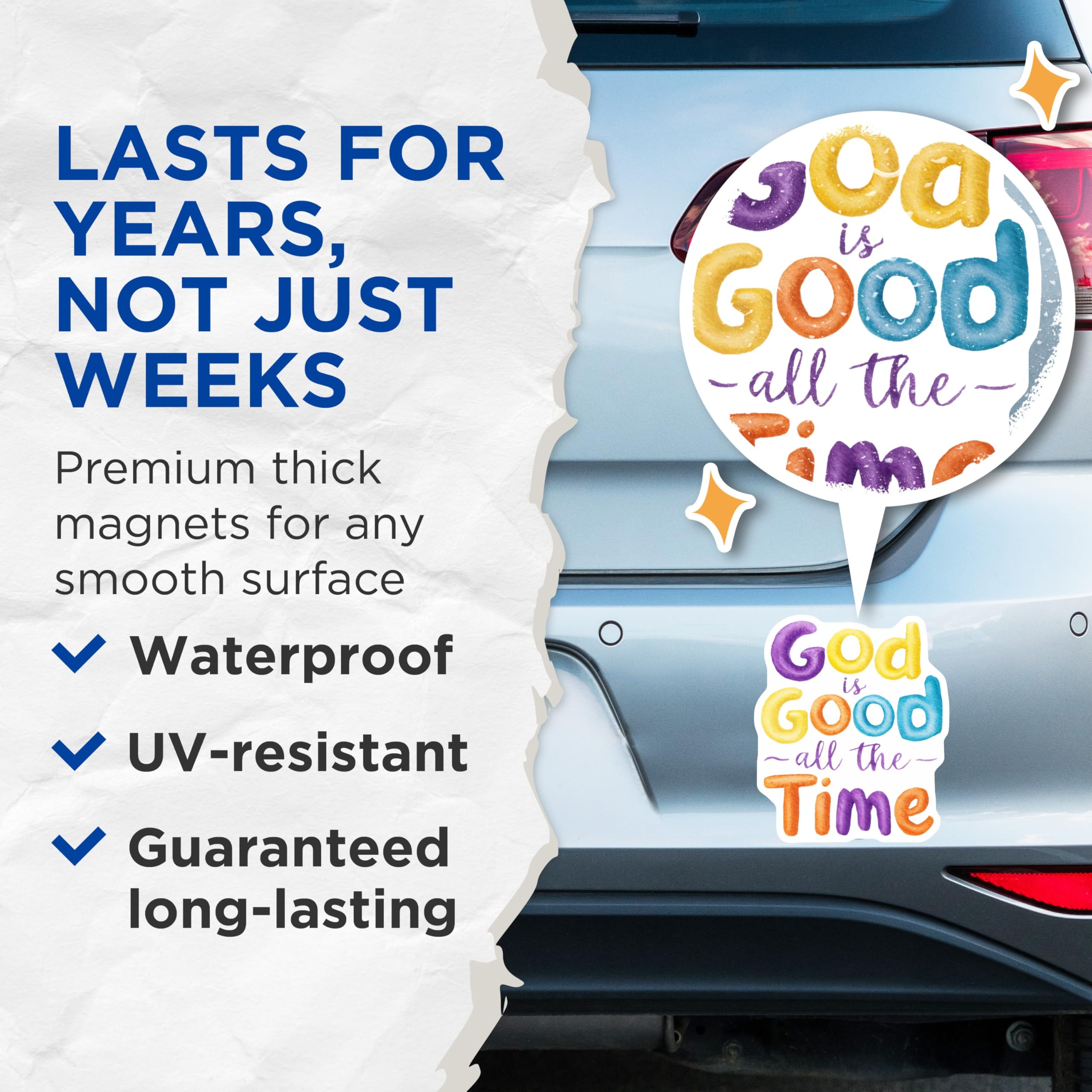 (2 Pack) God is Good Magnets - Religious Saying Magnet - Inspirational Fridge Magnets - 5" On Longest Side - Premium Magnet - for Cars, Refrigerators, Toolboxes, Lockers - Made in USA - MAG14999