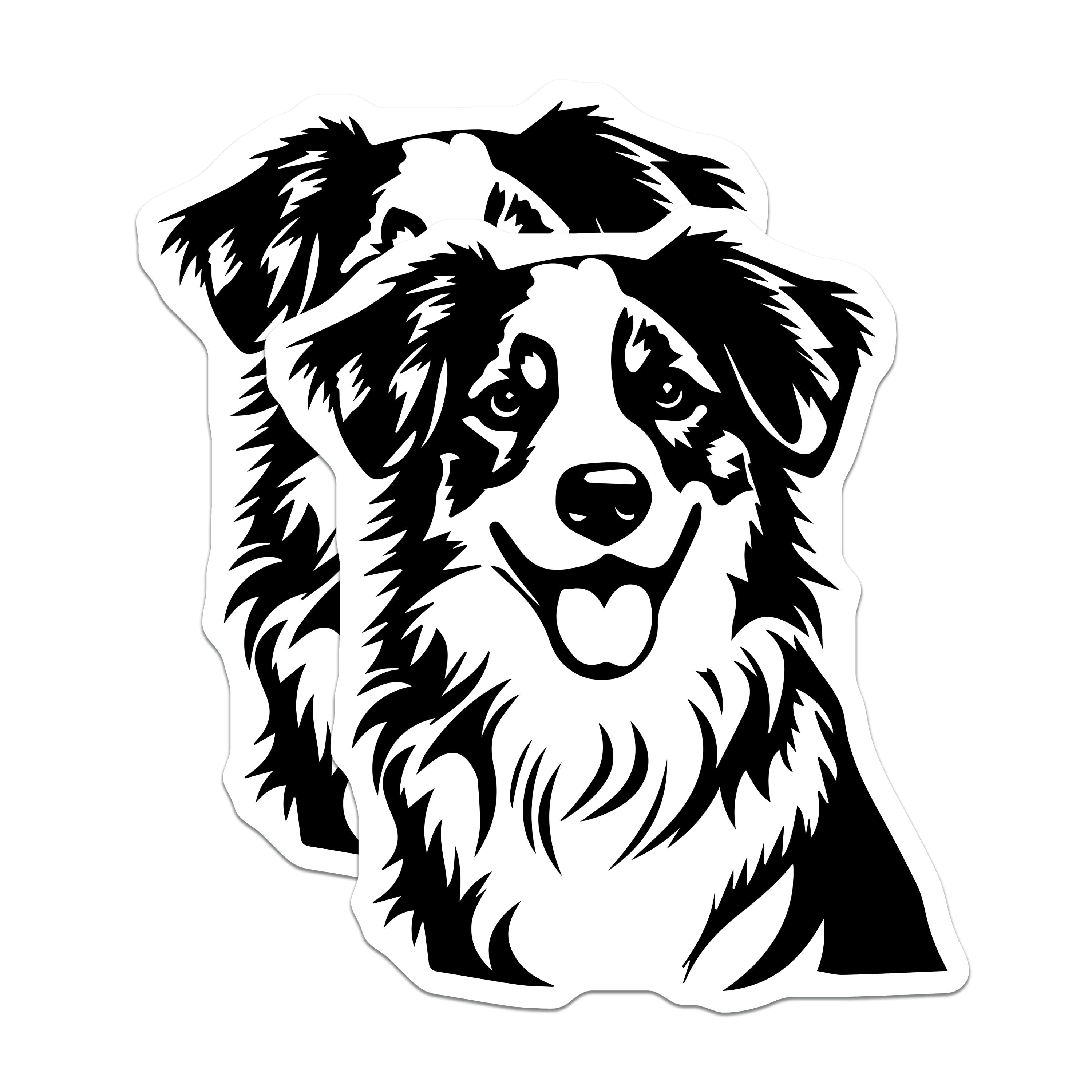 (2 Pack) Australian Shepherd Magnets - Happy Aussie Dog Decor - Pet Owner Refrigerator Locker Accent - 5 Inches On Longest Side - Thick Durable Magnet - Made in USA - MAG39481