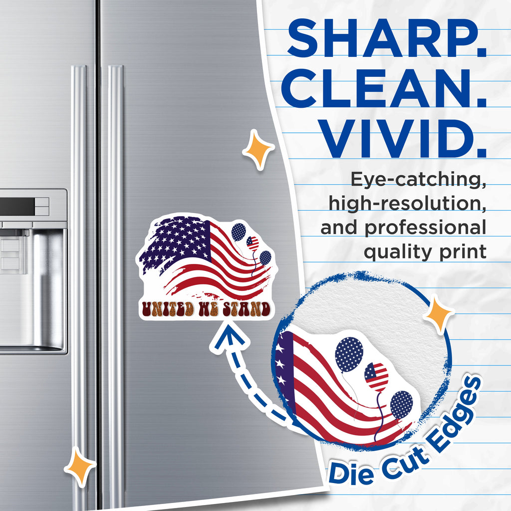 (2 Pack) United We Stand Magnets - American Flag Decor - 4th of July Celebration - Patriotic Fridge Display - 5 Inches On Longest Side - Thick Durable Magnet - Made in USA - MAG38581