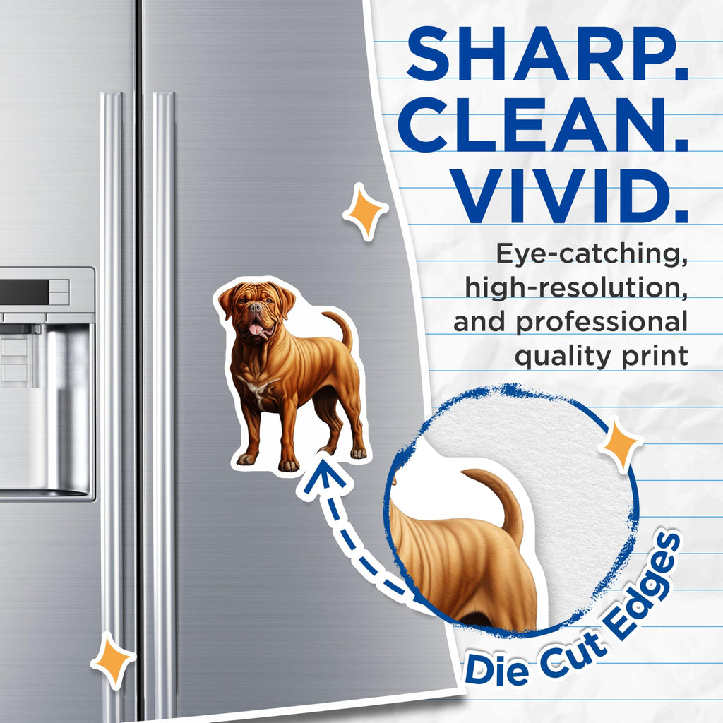 (2 Pack) Dogue de Bordeaux Magnets - French Mastiff Pet Art - Dog Mom Refrigerator Decor - 5 Inches On Longest Side - Thick Durable Magnet - Made in USA - MAG28564