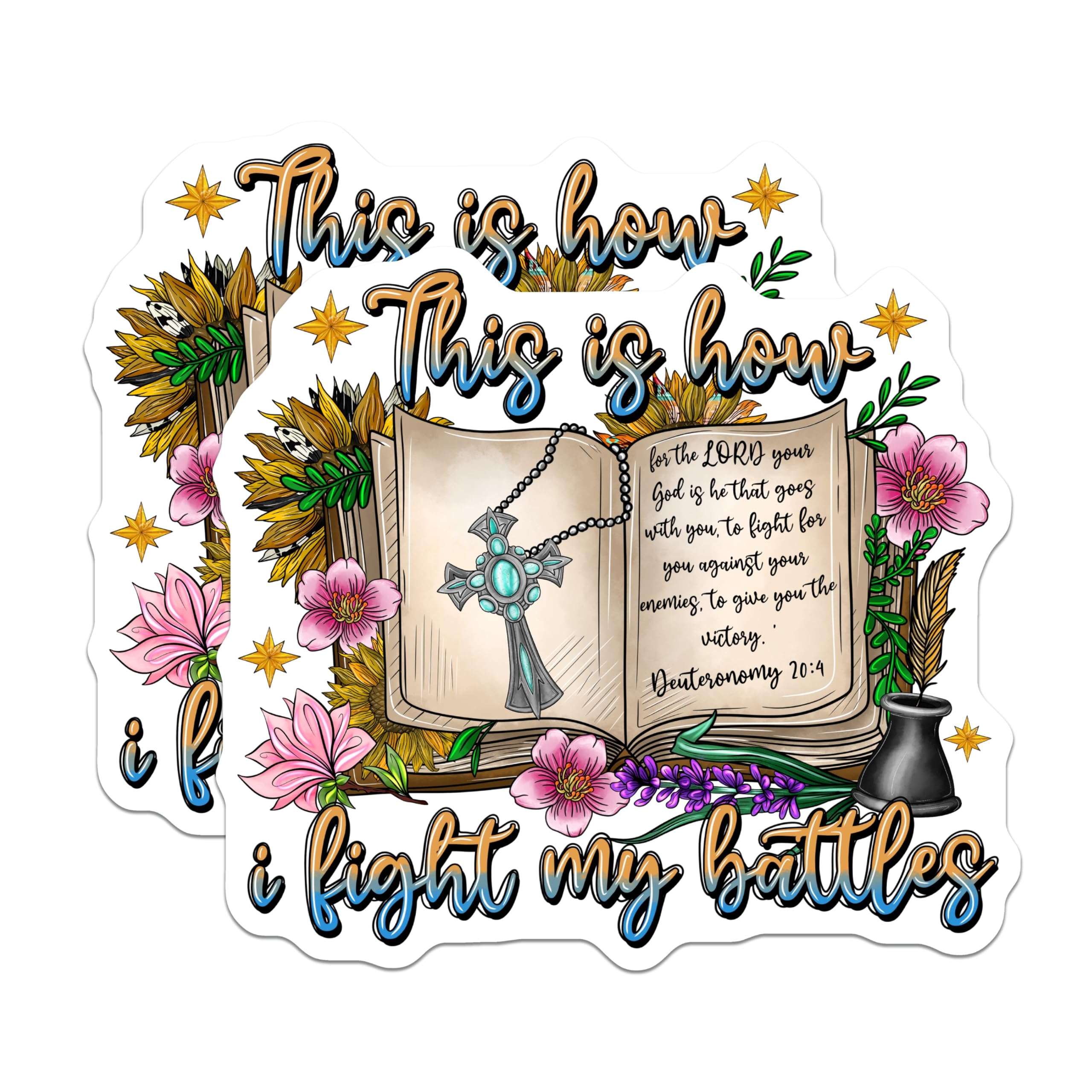 (2 Pack) Christian Faith Magnets - Deuteronomy 20:4 Bible Verse - This is How I Fight My Battles - 5 Inches On Longest Side - Thick Durable Magnet - Made in USA - MAG24880