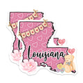 (2 Pack) Louisiana Stickers - Teddy Bear Candy Heart - State Love Stickers - 5" On Longest Side - Sticks to Smooth Flat Surfaces - Made in USA - BMCS18441