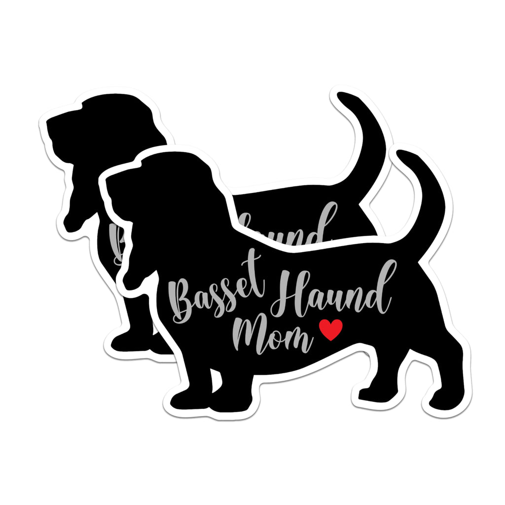 (2 Packs) Basset Hound Mom Magnets - Basset Hound Mom Dog Breed Magnets - 5 Inches On Longest Side - Premium Magnet - for Fridges, Toolboxes, Cars - Made in USA - MAG2453