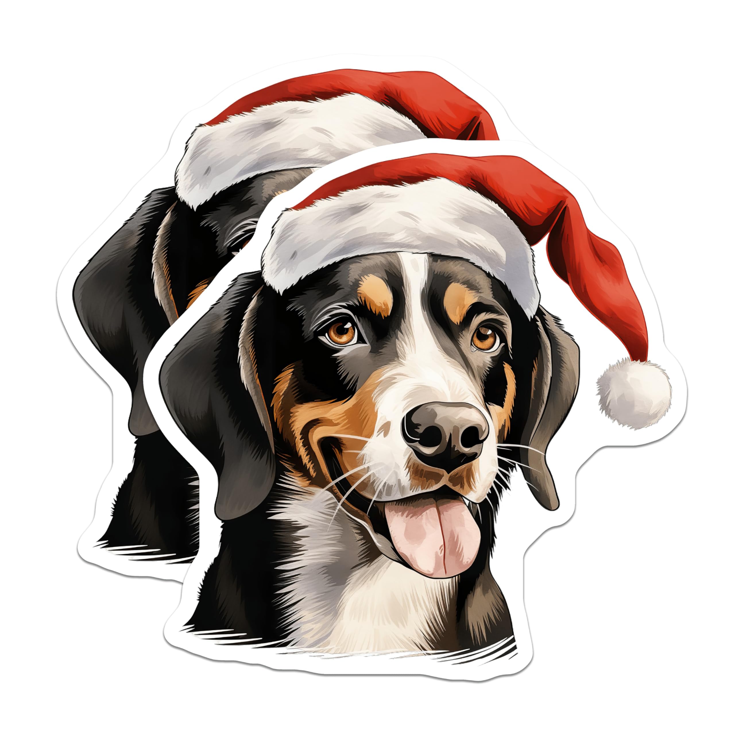 (2 Pack) Christmas Dog Magnets - Santa Hat Pup Magnets - Festive Mountain Dog Decor - Holiday Refrigerator Magnets - 5 Inches On Longest Side - Thick Durable Magnet - Made in USA - MAG27968