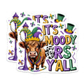 (2 Pack) Mardi Gras Highland Cow Magnets - Moody Gras Y'all Refrigerator Decor - Festive Kitchen Accent - 5 Inches On Longest Side - Thick Durable Magnet - Made in USA - MAG29672