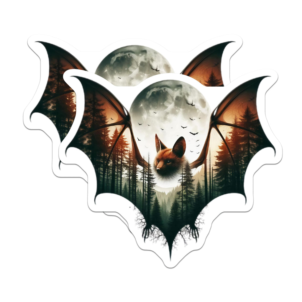 (2 Pack) Bat Magnets - Forest Landscape Art - Wildlife Theme Fridge Decor - 5" On Longest Side - Premium Magnet - for Cars, Refrigerators, Toolboxes, Lockers - Made in USA - MAG16459
