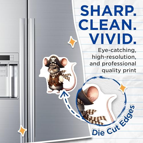 (2 Pack) Pirate Mouse Magnets - Cute Rodent Decor - Animal Lover's Refrigerator Magnets - 5" On Longest Side - for Cars, Fridges, Toolboxes - Made in USA - MAG7156