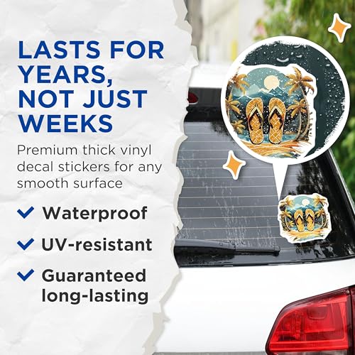 (2 Pack) Summer Beach Stickers - 5" On Longest Side - Sticks to Smooth Flat Surfaces - Made in USA - BMCS9325 - BMCS9325