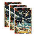(3 Pack) Seagull Raid Decals - Skeleton Art - Beach Scene Decal - 3 Inches On Longest Side - Easy Peel & Apply - Made in USA - 3MCS0025