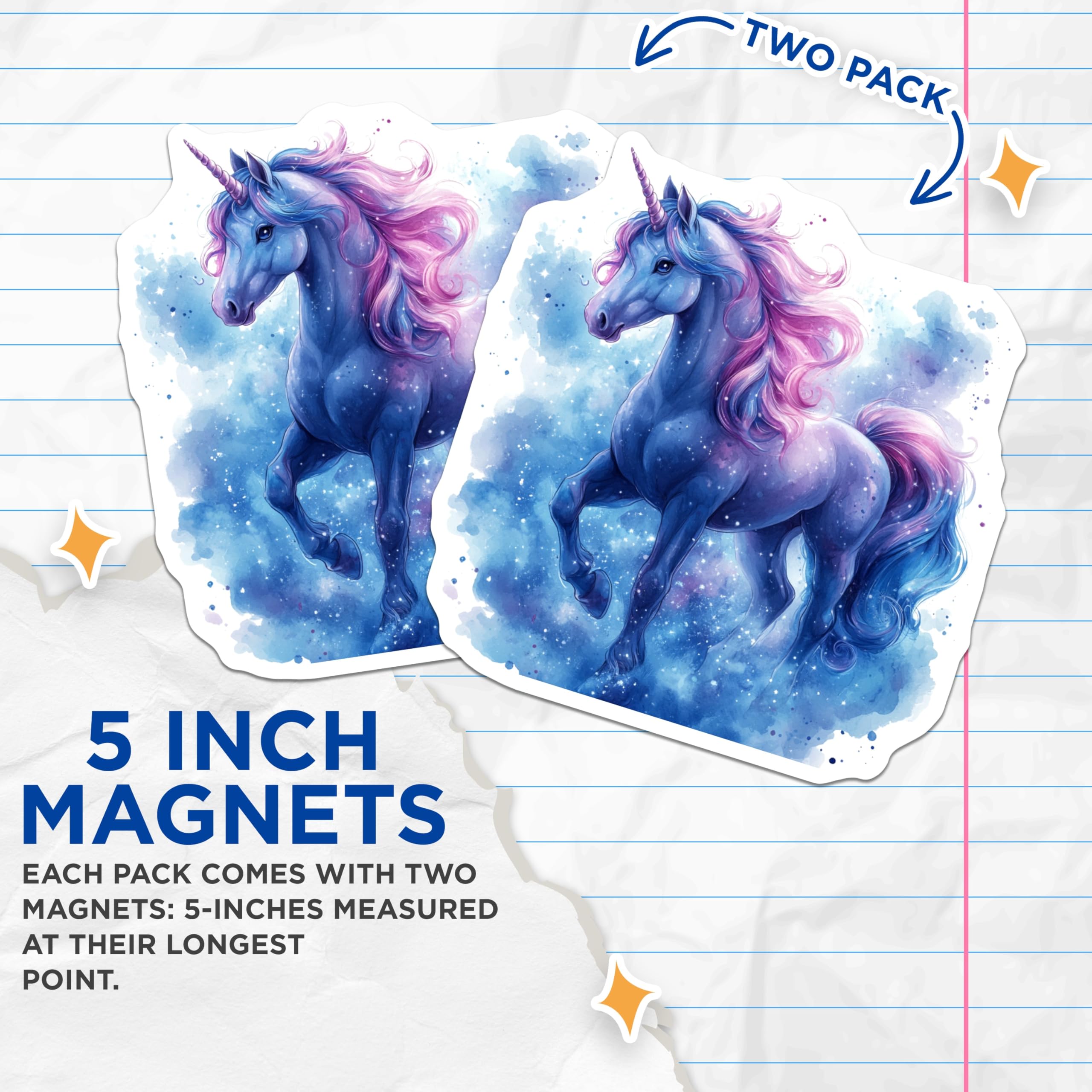 (2 Pack) Magical Unicorn Magnets - Dreamy Fantasy Decor - Celestial Mystical Creature - 5 Inches On Longest Side - Thick Durable Magnet - Made in USA - MAG30048