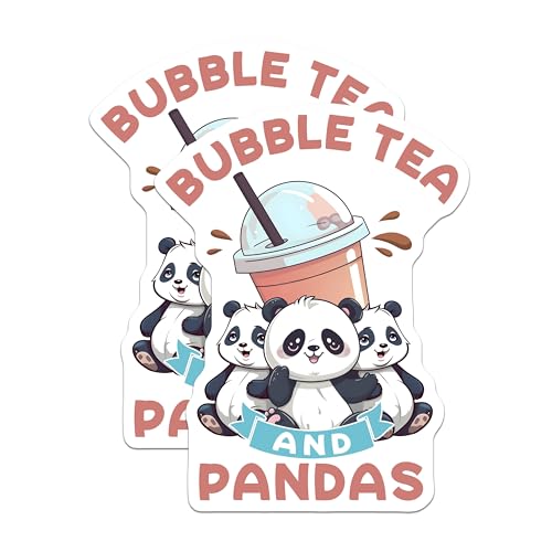 (2 Pack) Bubble Tea and Pandas Magnets - 5" On Longest Side - for Cars, Fridges, Toolboxes - Made in USA - MAG7754