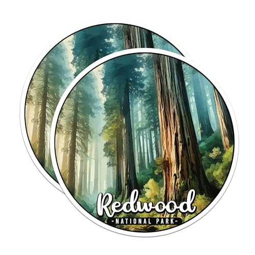 (2 Pack) Redwood National Park Bumper Magnet - US National Park - Choose from 63 Parks - 5" On Longest Side - Decal for Car Bumper, Laptop, Water Bottle, Wall, and Window - MAG1629