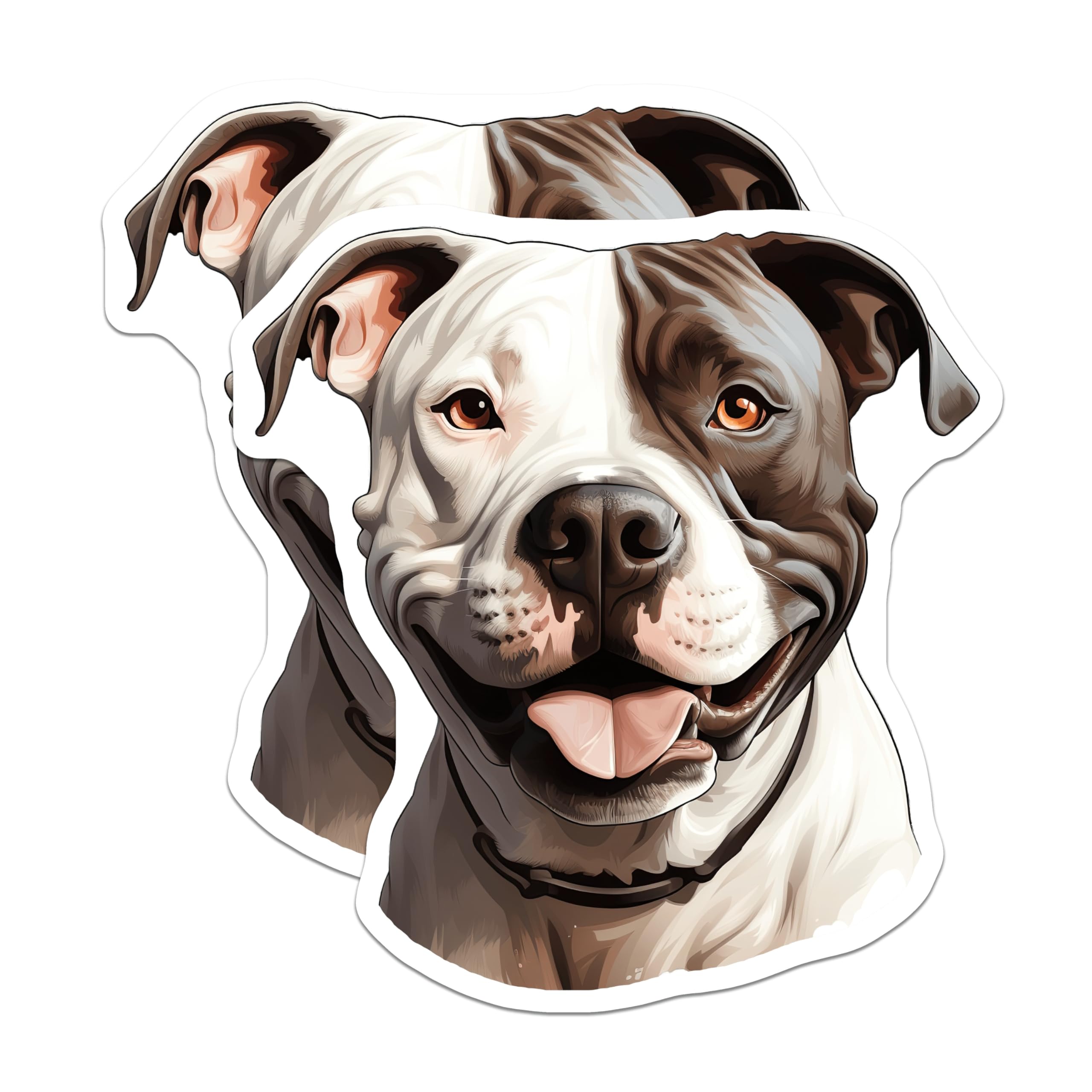(2 Pack) Smiling Pitbull Magnets - American Bully Decor - Happy Dog Lover Kitchen Accessory - Pitbull Mom Gift Idea - 5 Inches On Longest Side - Thick Durable Magnet - Made in USA - MAG30345