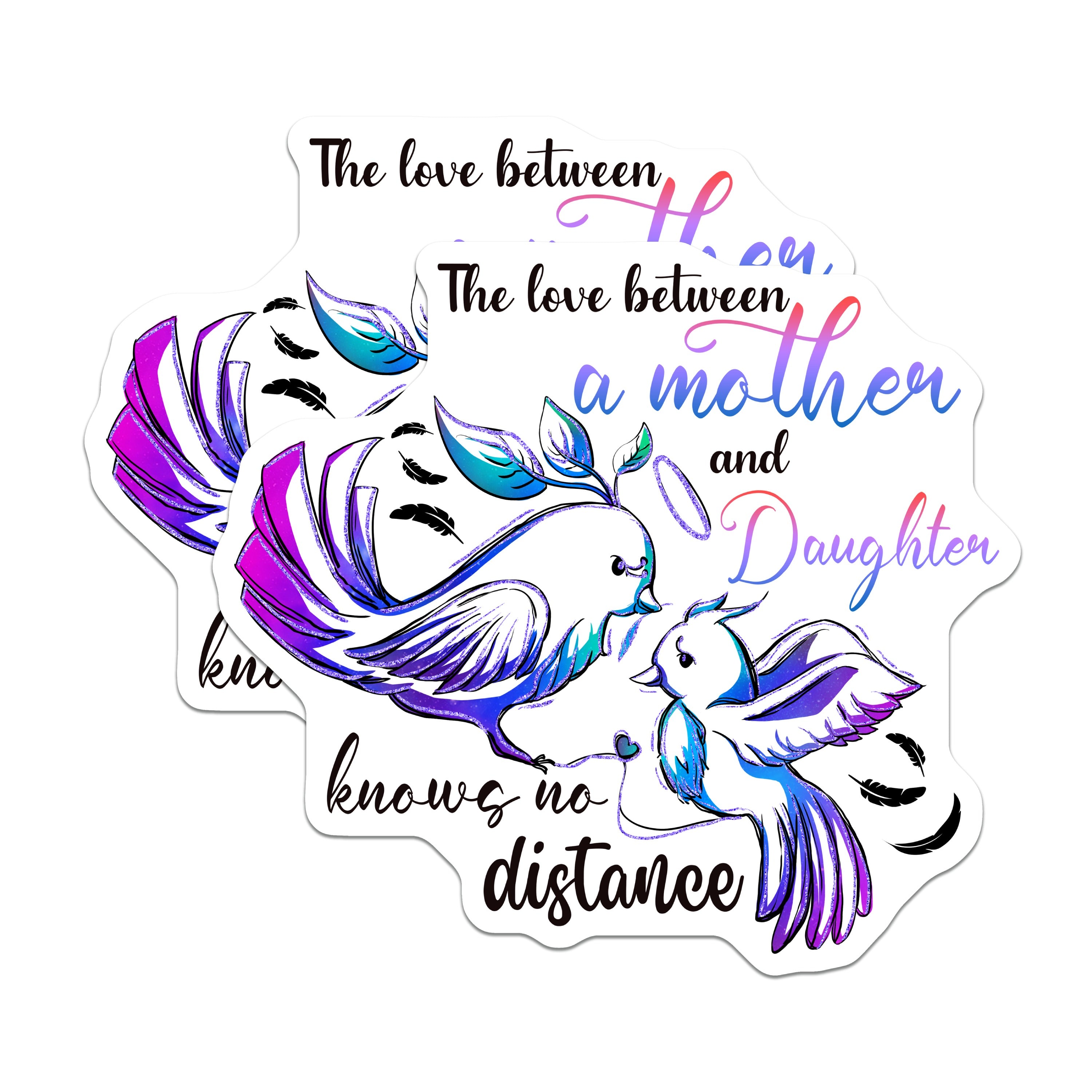 (2 Pack) Mother Daughter Love Magnets - Long Distance Relationships - Family Connection - Heartfelt Birds Art - 5 Inches On Longest Side - Thick Durable Magnet - Made in USA - MAG36768
