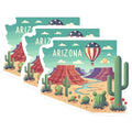 (3 Pack) Arizona State Decals - Hot Air Balloon Decal - Cactus Desert Decal - 3 Inches On Longest Side - Easy Peel & Apply - Made in USA - 3MCS0123