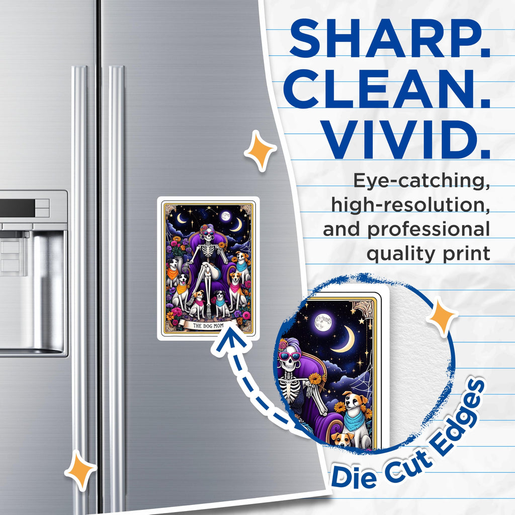 (2 Pack) Dog Mom Magnets - Skeleton Day of the Dead Art - Jack Russell Dog Lover - Whimsical Pet Owner Decor - 5 Inches On Longest Side - Thick Durable Magnet - Made in USA - MAG23507