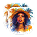 (2 Pack) Tropical Woman Magnets - Watercolor Art Print - Boho Summer Decor - 5 Inches On Longest Side - Thick Durable Magnet - Made in USA - MAG25382