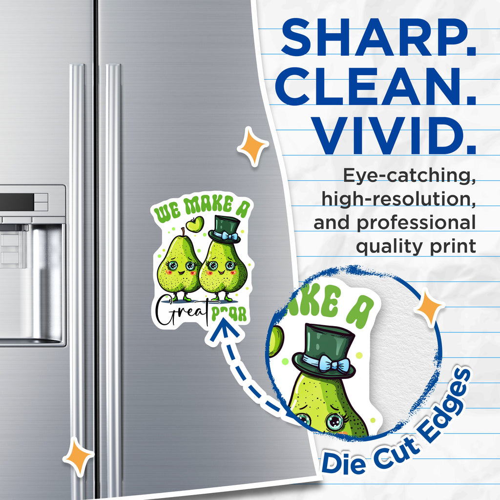 (2 Pack) We Make A Great Pear Magnets - Funny Couple Pun - Anniversary Love - St Patrick Day Decor - 5 Inches On Longest Side - Thick Durable Magnet - Made in USA - MAG39706