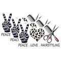 (3 Pack) Hairstylist Decals - Peace Love Hairdressing - Salon Decor - 3 Inches On Longest Side - Easy Peel & Apply - Made in USA - 3MCS6335