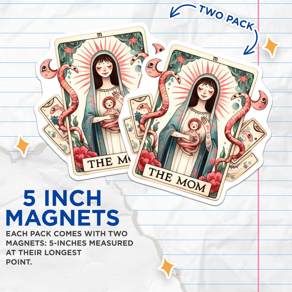 (2 Pack) The Mom Tarot Card Magnets - Mystical Motherhood Art Spiritual Decor - Divine Feminine Esoteric Artwork - 5 Inches On Longest Side - Thick Durable Magnet - Made in USA - MAG23100