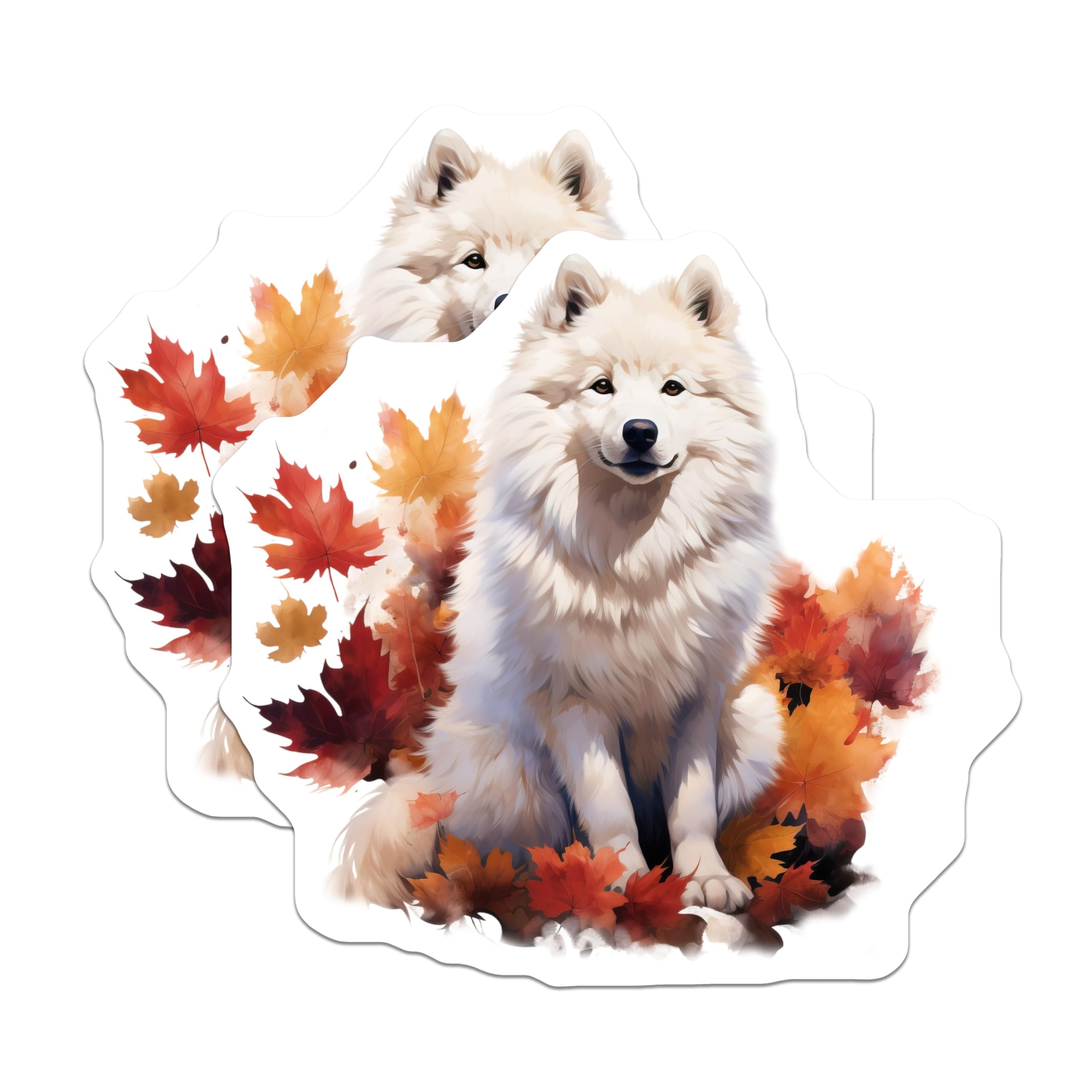 (2 Pack) Samoyed Dog Magnets - Fall Autumn Decor - Pet Lover Refrigerator Magnets - 5 Inches On Longest Side - Thick Durable Magnet - Made in USA - MAG25532
