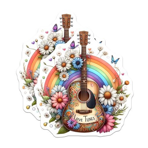 (2 Pack) Love Tunes Guitar Magnets Magnets - 5" On Longest Side - Made in USA - Sticks to Refrigerators & Metal Surfaces - MAG8857