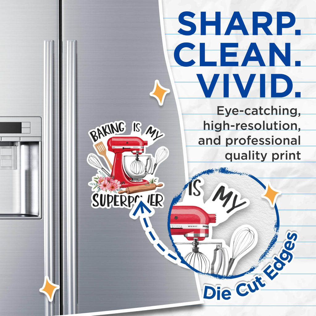 (2 Pack) Baking is My Superpower Magnets - Funny Kitchen Magnets - Cute Mixer Quote Magnets - Bakery Theme Magnets- 5" On Longest Side - for Fridges, Toolboxes, Cars - Made in USA - MAG2848