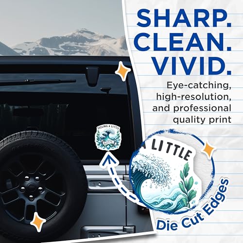 (2 Pack) Feeling A Little Salty Stickers - Wave Art - Ocean Sticker Decals - 5" On Longest Side - Sticks to Smooth Flat Surfaces - Made in USA - BMCS9280